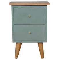 Berth Wooden Bedside Cabinet In Green Hand Painted And Oak