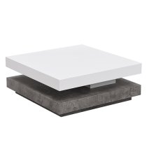 Hugo Rotating Gloss Coffee Table In White And Concrete Effect