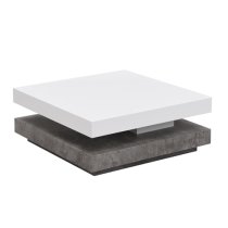 Hugo Rotating Gloss Coffee Table In White And Concrete Effect