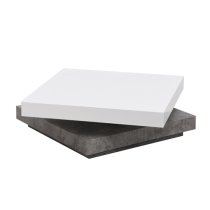 Hugo Rotating Gloss Coffee Table In White And Concrete Effect