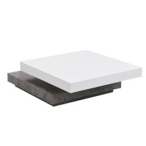 Hugo Rotating Gloss Coffee Table In White And Concrete Effect