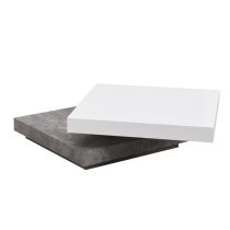 Hugo Rotating Gloss Coffee Table In White And Concrete Effect