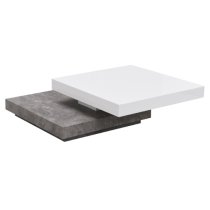 Hugo Rotating Gloss Coffee Table In White And Concrete Effect