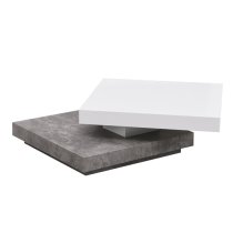 Hugo Rotating Gloss Coffee Table In White And Concrete Effect