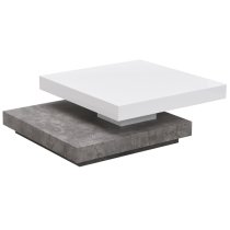 Hugo Rotating Gloss Coffee Table In White And Concrete Effect