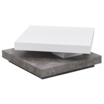 Hugo Rotating Gloss Coffee Table In White And Concrete Effect