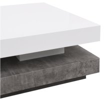 Hugo Rotating Gloss Coffee Table In White And Concrete Effect