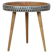 Ouzel Wooden Nordic Style End Table In Bone Inlay And Oak