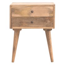 Neligh Wooden Bedside Cabinet In Natural Oak Ish With 2 Drawers