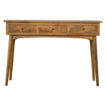 Neligh Wooden Console Table In Natural Oak Ish With 3 Drawers