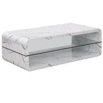 Xono High Gloss Coffee Table With Shelf In Vida Marble Effect