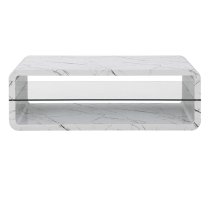 Xono High Gloss Coffee Table With Shelf In Vida Marble Effect