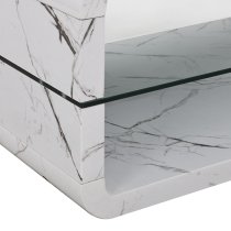 Xono High Gloss Coffee Table With Shelf In Vida Marble Effect