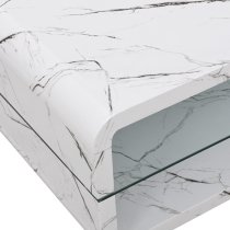 Xono High Gloss Coffee Table With Shelf In Vida Marble Effect