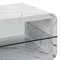 Xono High Gloss Coffee Table With Shelf In Vida Marble Effect