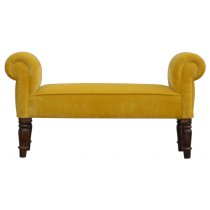 Cassia Velvet Hallway Seating Bench In Mustard