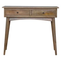 Neligh Wooden Console Table In Natural Oak Ish With 2 Drawers