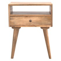 Neligh Wooden Bedside Cabinet In Natural Oak Ish With Open Slot