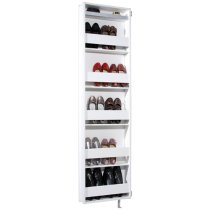 Novato Mirrored Rotating Shoe Storage Cabinet In White