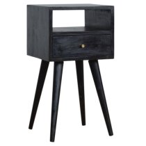 Tufa Wooden Petite Bedside Cabinet In Ash Black