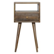 Tufa Wooden Petite Bedside Cabinet In Grey Washed