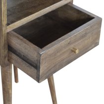 Tufa Wooden Petite Bedside Cabinet In Grey Washed