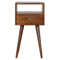 Tufa Wooden Petite Bedside Cabinet In Light Walnut