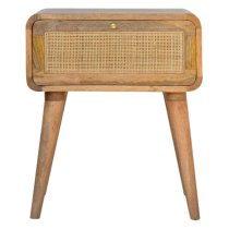 Debby Wooden Bedside Cabinet In Oak Woven Design With 1 Drawer