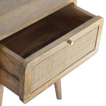 Debby Wooden Bedside Cabinet In Oak Woven Design With 1 Drawer