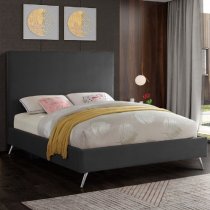 Jonesboro Plush Velvet Upholstered King Size Bed In Steel