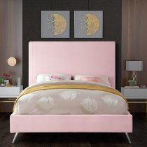 Jonesboro Plush Velvet Upholstered Small Double Bed In Pink