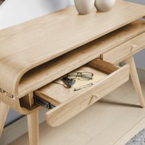 Marin Wooden Console Table In Oak With Spindle Shape Legs