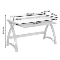 Cohen Large Curve White Glass Top Computer Desk In Grey