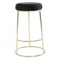 Intercrus Black Velvet Bar Stools With Gold Frame In A Pair