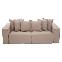 Marseilles Upholstered Fabric 3 Seater Sofa In Grey