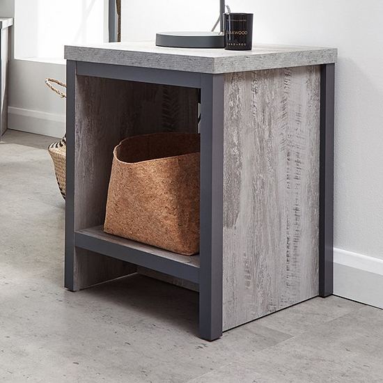 Balcombe Wooden Lamp Table In Grey With Shelf