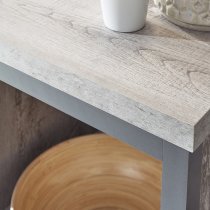 Balcombe Wooden Lamp Table In Grey With Shelf