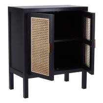 Corson Cane Rattan Wooden Sideboard With 2 Doors In Black