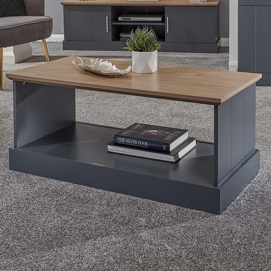 Kirkby Wooden Coffee Table In Slate Blue