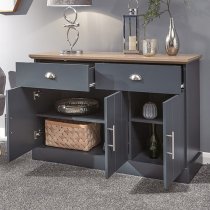 Kirkby Large Wooden Sideboard With 3 Doors 2 Drawers In Blue