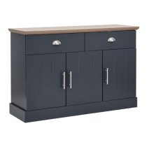 Kirkby Large Wooden Sideboard With 3 Doors 2 Drawers In Blue