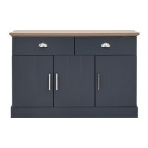 Kirkby Large Wooden Sideboard With 3 Doors 2 Drawers In Blue