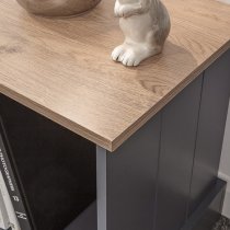 Kirkby Wooden Lamp Table In Slate Blue With Shelf