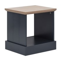 Kirkby Wooden Lamp Table In Slate Blue With Shelf