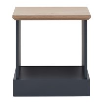 Kirkby Wooden Lamp Table In Slate Blue With Shelf