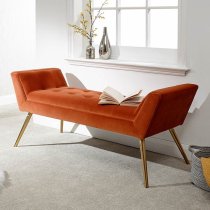 Totnes Fabric Upholstered Hallway Bench In Russet