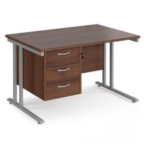 Melor 1200mm Cantilever Computer Desk In Walnut Silver