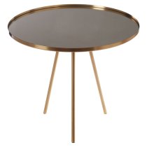 Cordue Round Glass Top Side Table In Gold