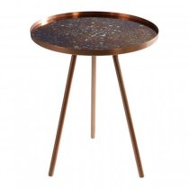 Cordue Glass Top Side Table In Matte Copper