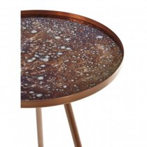 Cordue Glass Top Side Table In Matte Copper